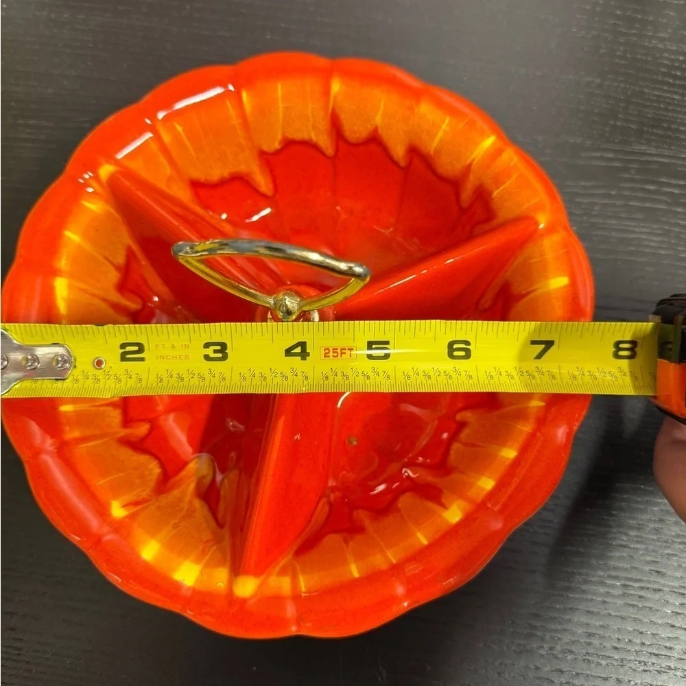 Made in USA Vintage Vibrant Orange Divided Serving Candy Relish Dish